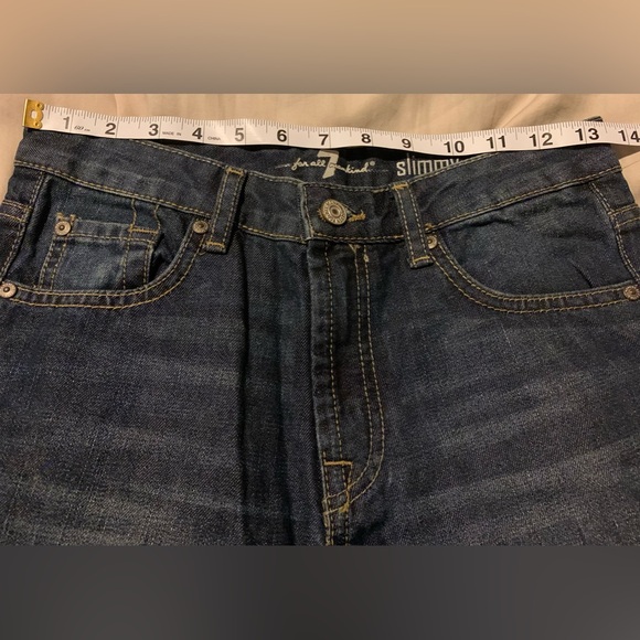 7 for all Mankind Dark Wash Slimmy Bootcut Jeans size 28 100% Cotton Y2K 90s - Picture 11 of 13